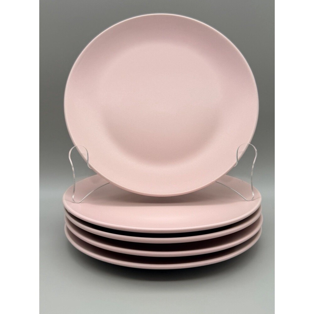 IKEA Dinera Pink Matte Stoneware 7 7/8" Side Salad Plates Set of 5 Retired EUC